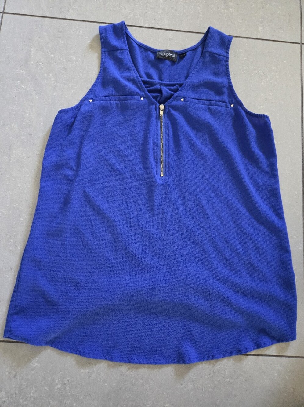 Tempted Royal Blue Sleeveless Zip-Front Cami
